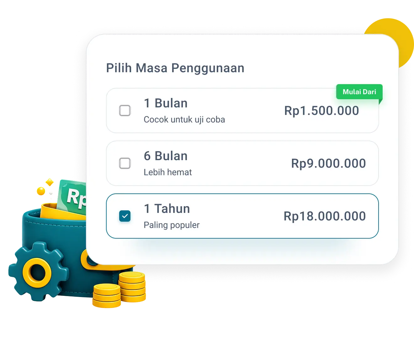 Pilihan masa penggunaan Akademis.ai